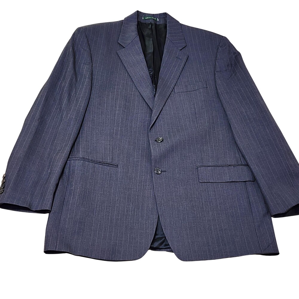 Lauren Ralph Lauren Suit Jacket Mens 42 Blue Wool Pinstripe Two Button Blazer